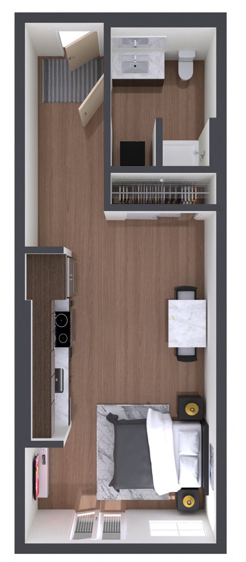 Floor plan for studio, 1 bath, 440 sqft